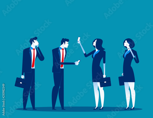 Business people and mobile users. Concept business technology vector illustration. Technology and smartphone, Communication.