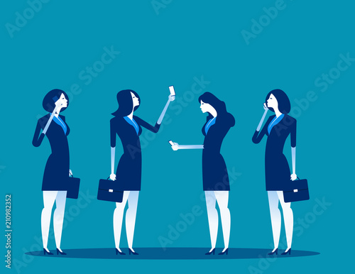 Business people and mobile users. Concept business technology vector illustration. Technology and smartphone, Communication.
