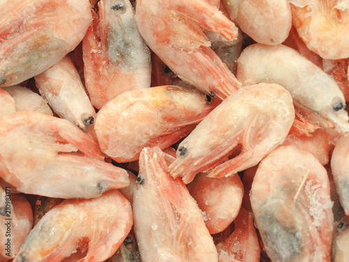 frozen shrimps closeup
