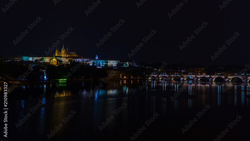 Prague night views of the city.