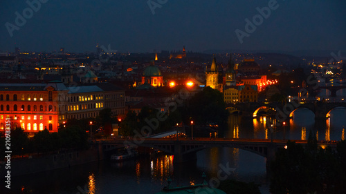 Prague night views of the city.