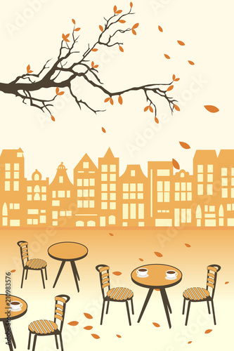 Café Terrasse im Herbst