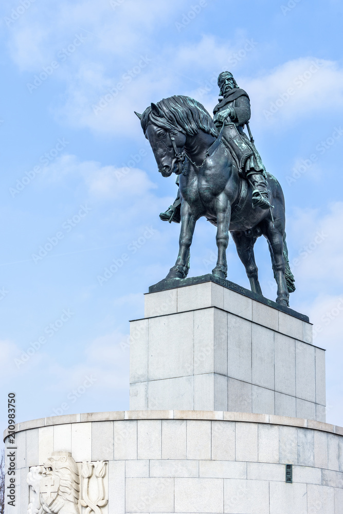 Fototapeta premium Equestrian statue of Jan Zizka near Vitkov memorial
