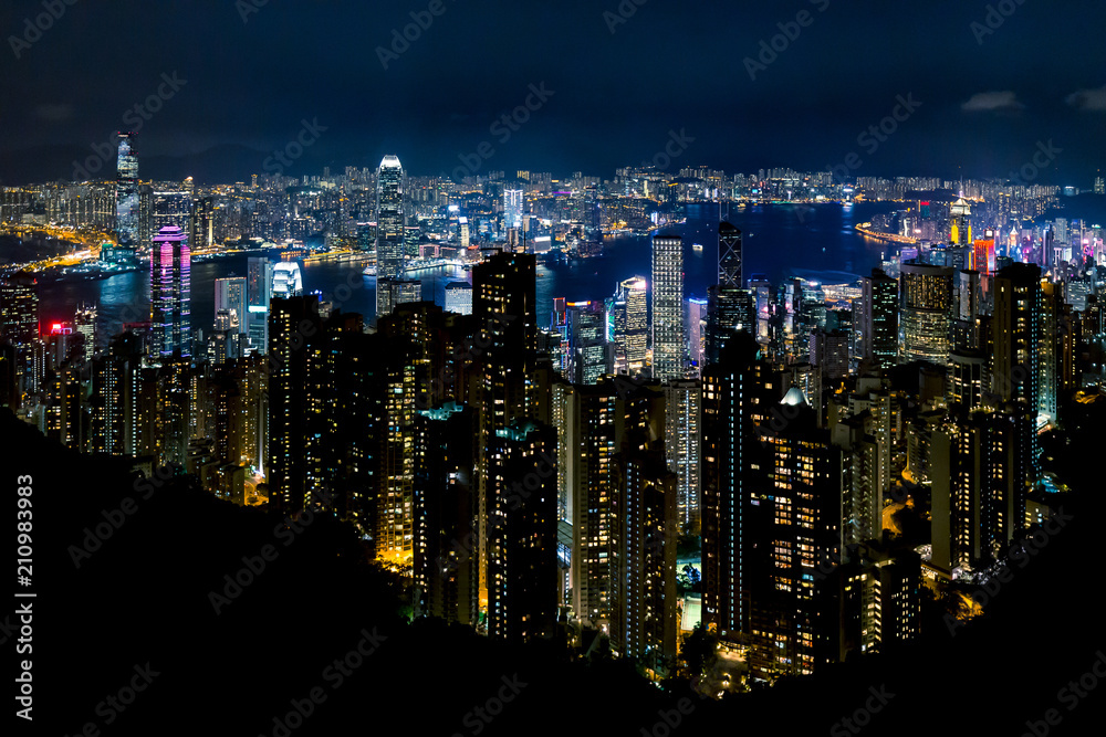 Hong Kong skyline at night from Victoria Peak