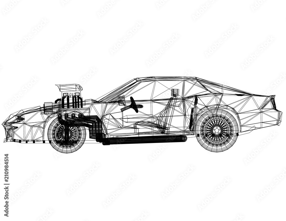 Fototapeta premium Sport Car Architect Blueprint