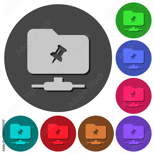 FTP pin icons with shadows on round backgrounds