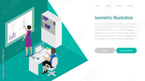 People work in a team and interact with graphs.