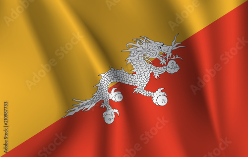 3D Waving Flag of Bhutan 10 eps photo