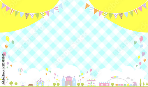 テーマパーク　ギンガムチェック背景