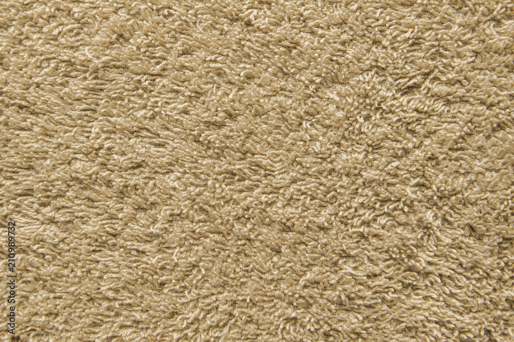 Long Nap Beige Bath Towel Texture. Bathroom Accessories Background