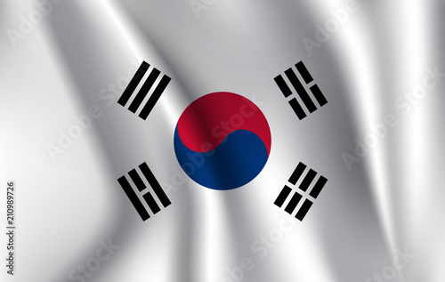 South Korea flag background with cloth texture. South Korea flag illustration.