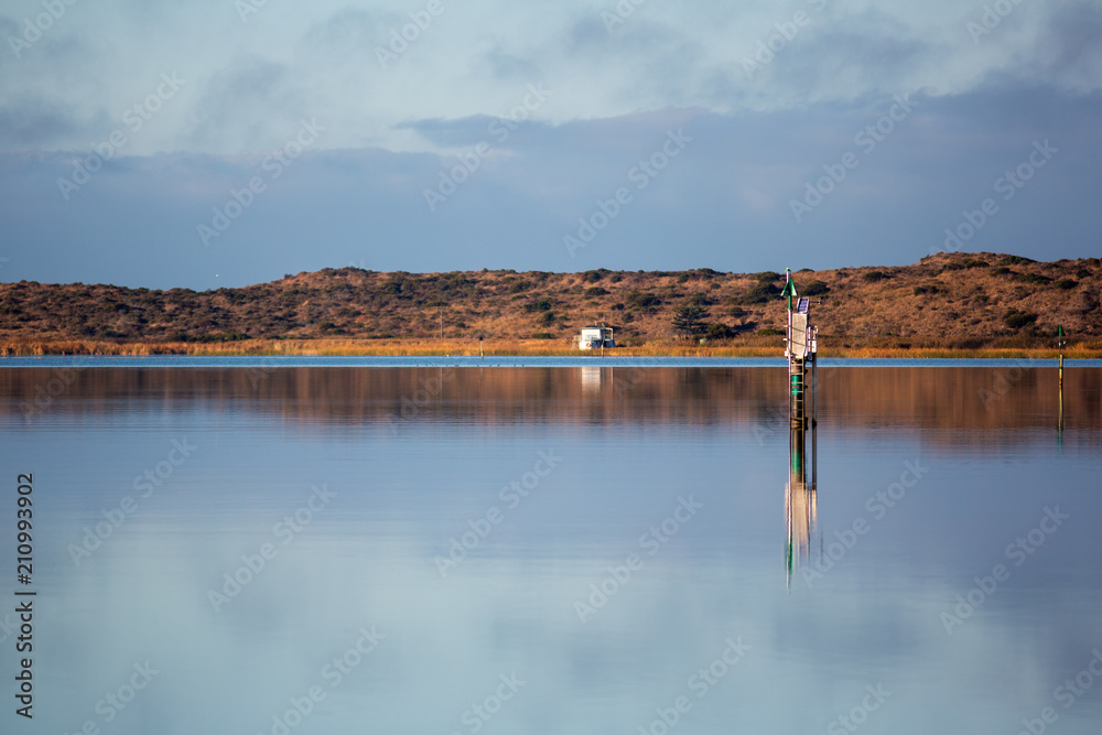 A channel marker on the lower river murray at Goolwa South Australia on 5th June 2018