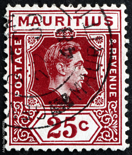Postage stamp Mauritius 1938 King George VI