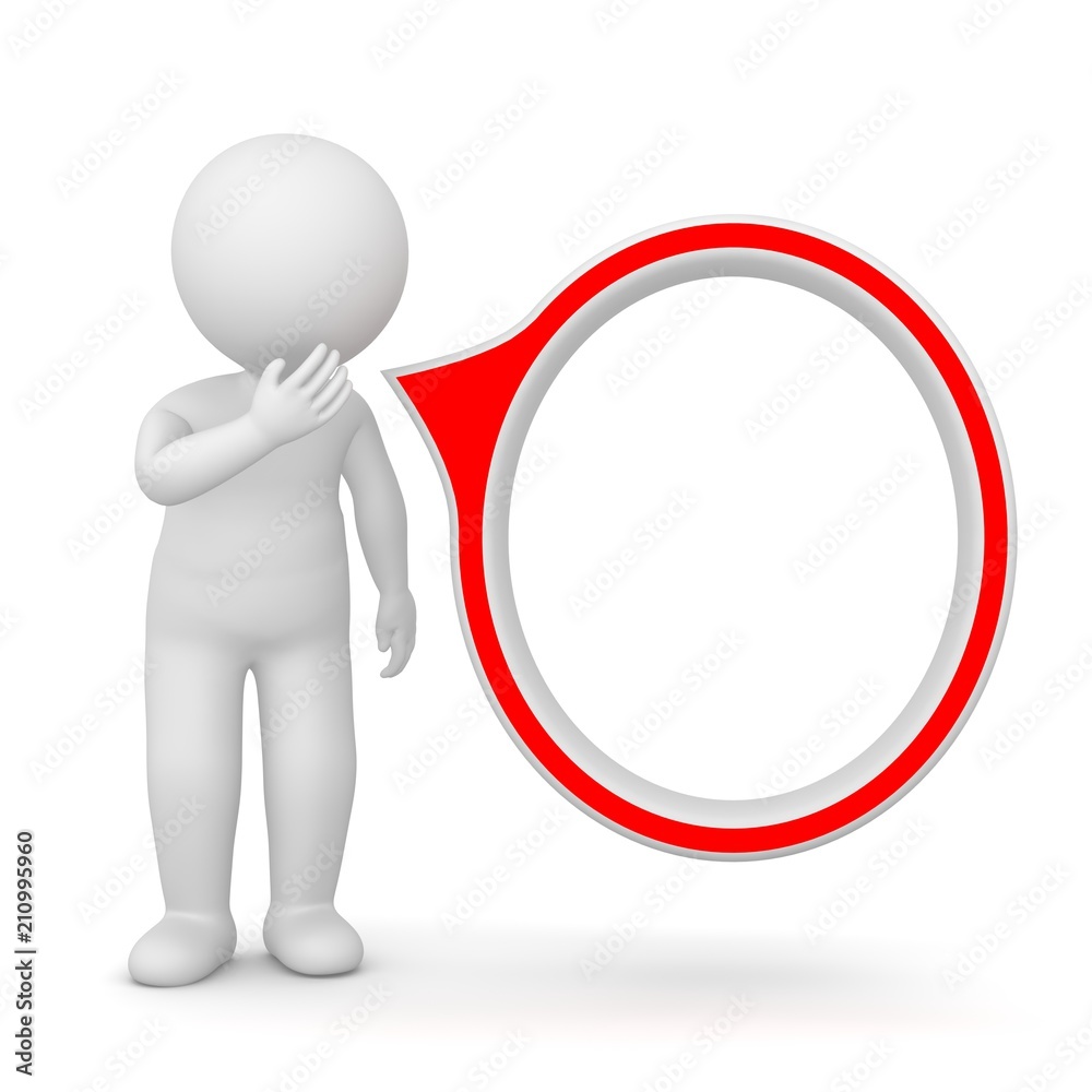 3D Rendering of a man with blank speech bubble on white background 3D Rendering of a man with blank speech bubble on white background