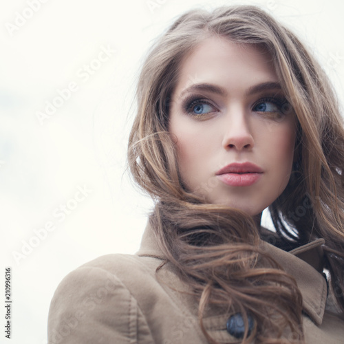 Closeup Portrait of Beautiful Woman Outdoors
