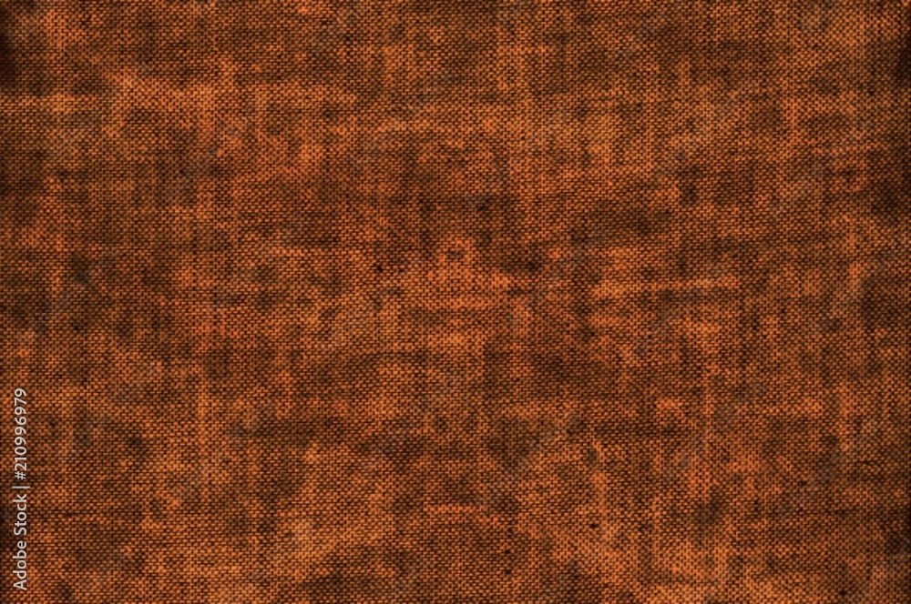 Dark rusty red brown canvas plaid dirty damaged surface, textile aged plain board space Dark rusty red brown canvas plaid dirty damaged surface, textile aged plain board space