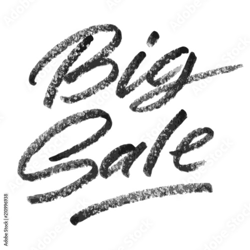 Big Sale hand lettering, black grunge brush calligraphy, isolated on white background. Vector illustration. Can be used for merchandise or advertising.