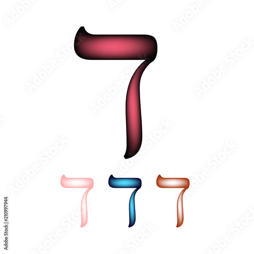 Hebrew font. The Hebrew language. The letter Dalet. Vector illustration on isolated background