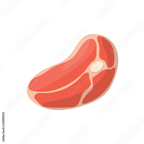 Peace of raw red meat (beef, pork, lamb) with bone vector icon. Healthy Paleo eating cartoon illustration isolated on white background.