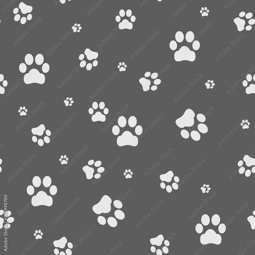 Seamless background with footprint of cat and dog Seamless background with footprint of cat and dog