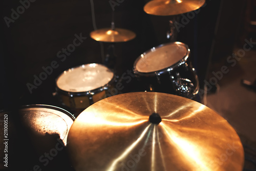 Brawling installation with a drummer and drumsticks, to create a rhythm musical performance photo