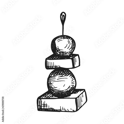 sandwich canape vector sketch icon. isolated on white background