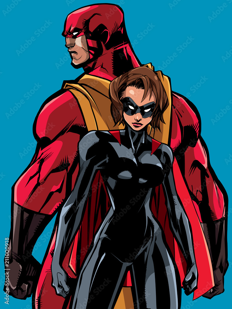 Superhero Couple Back to Back