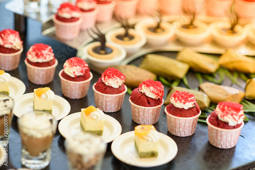 Desserts in the buffet line. For event party