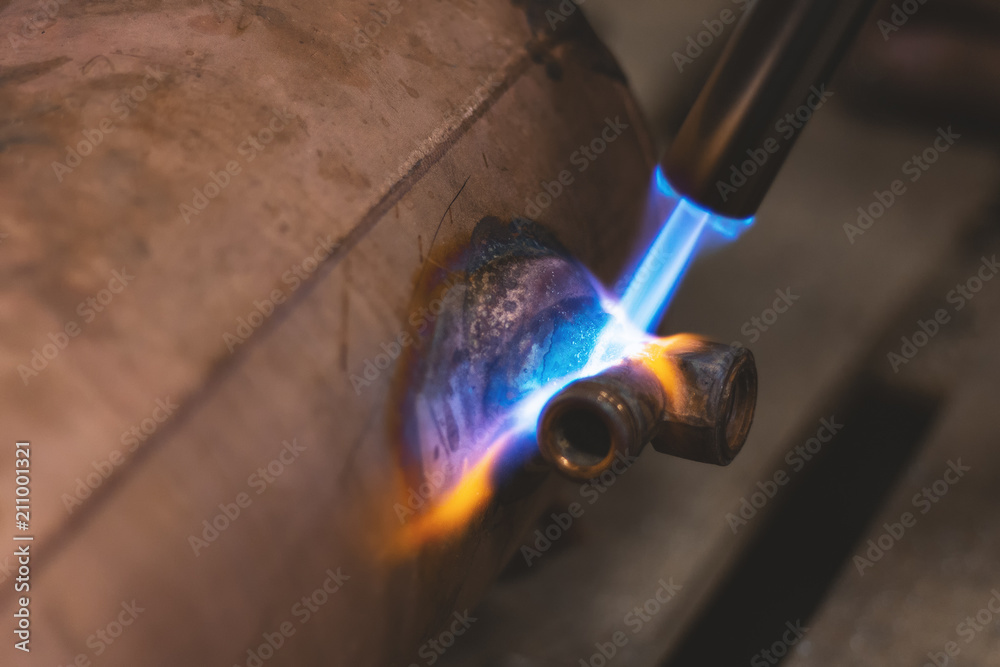 Welding of copper boiler from the coffee machine