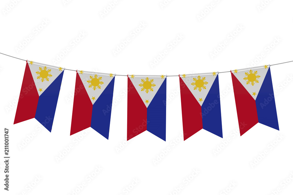 Philippines national flag festive bunting against a plain white background. 3D Rendering Philippines national flag festive bunting against a plain white background. 3D Rendering
