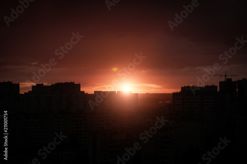  Sunset over the city of Kiev. Summer