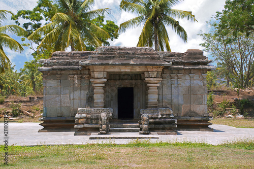 Front view of Adinataha Basadi, Basadi Halli jain temple complex, Karnataka. photo