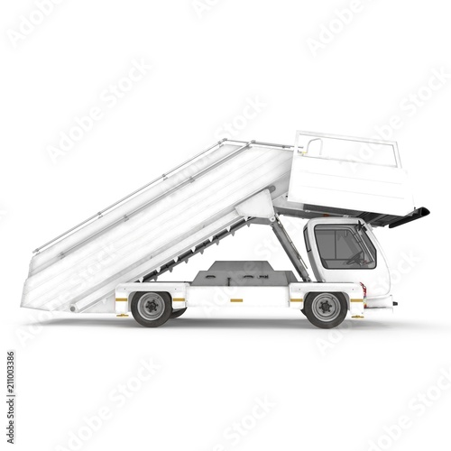 Passenger Boarding Stairs Car on white. Side view. 3D illustration