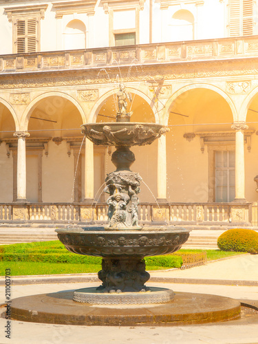 Detailed view of fountain at Belvedere - Royal Queen Anne's Summer Palace near Prague Castle, Hradcany, Prague, Czech Republic. photo