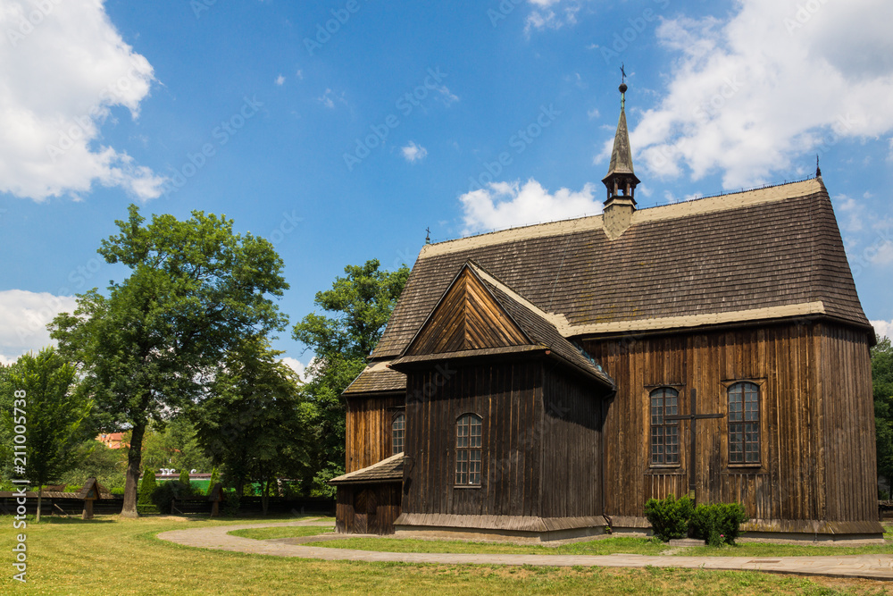 Wooden church near cistercian abbey in Mogila in district Cracow, Malopolska, Poland