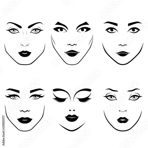 Set of women's faces