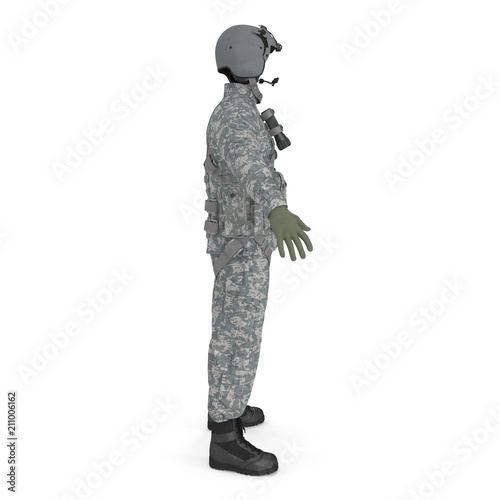 US Military Pilot Uniform on white. Side view. 3D illustration