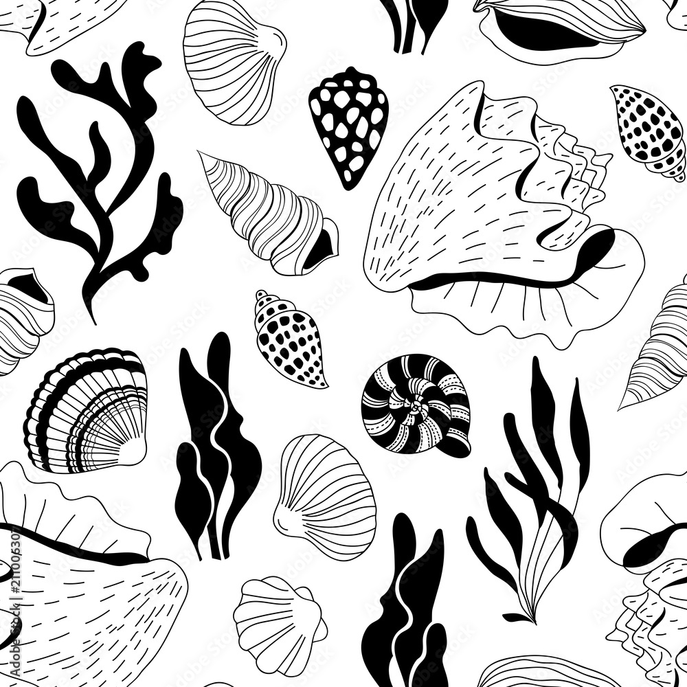Doodle sea shells pattern