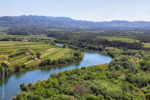 Ebro river Miravet castle in Catalonia
