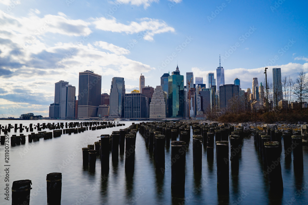 A long exposure of the docks at Brooklyn Bridge Park