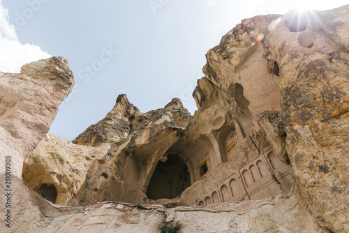 famous cave church in goreme national park, cappadocia, turkey
