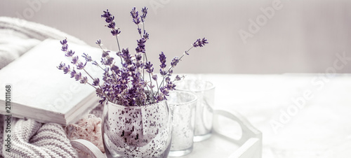 Obraz na plátně composition with lavender in a glass