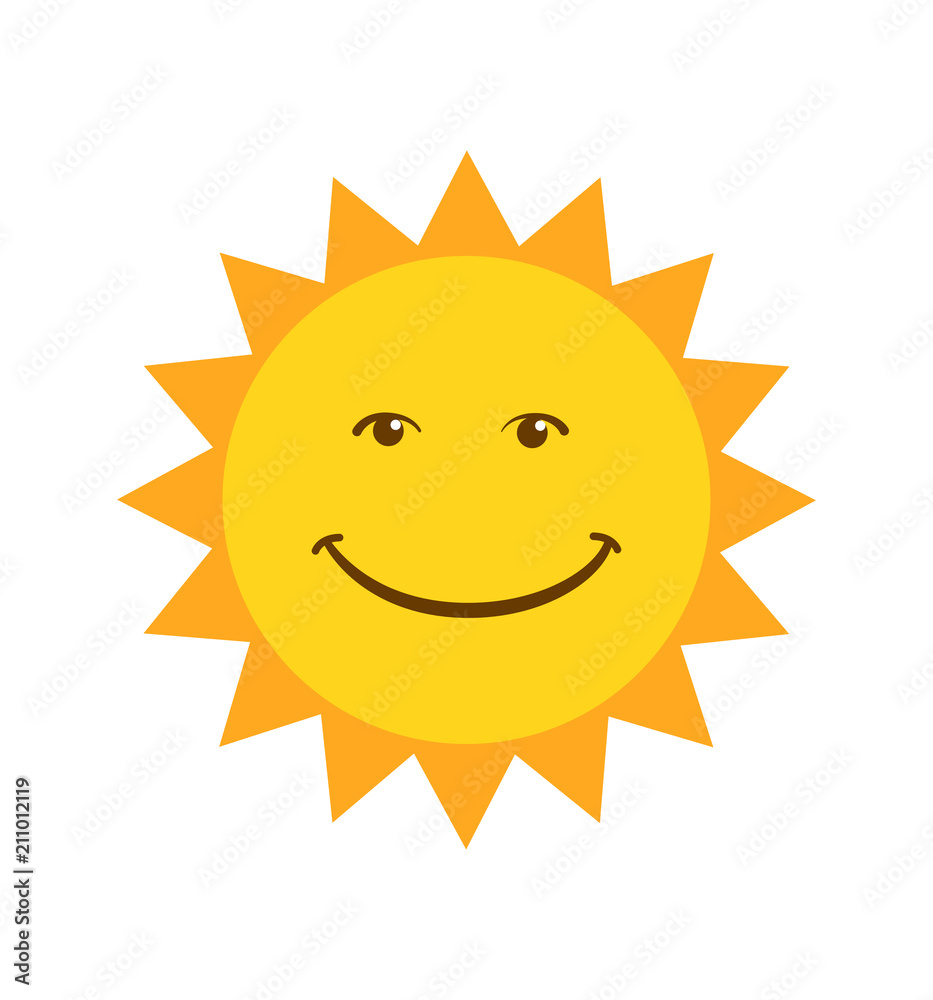 Smiling Sun icon vector illustration isolated on white 