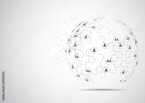 Global network connection. World map point and line composition concept of global business. Vector Illustration