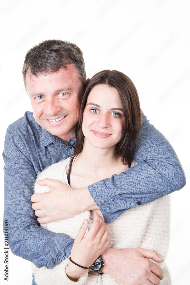 Portrait of single father and girl teenager daughter Portrait of single father and girl teenager daughter