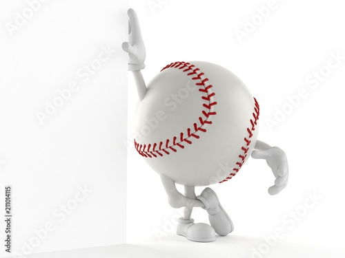 Photography Baseball character lean on wall