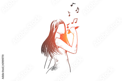 Karaoke, party, sing, music, vocal concept. Hand drawn isolated vector.