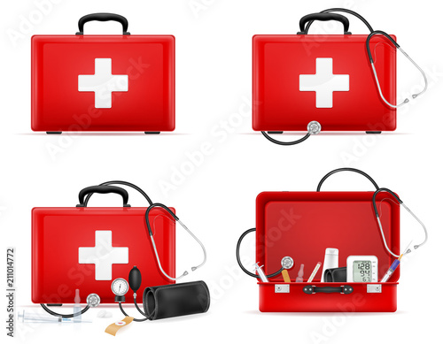 medical first aid box case kit stock vector illustration