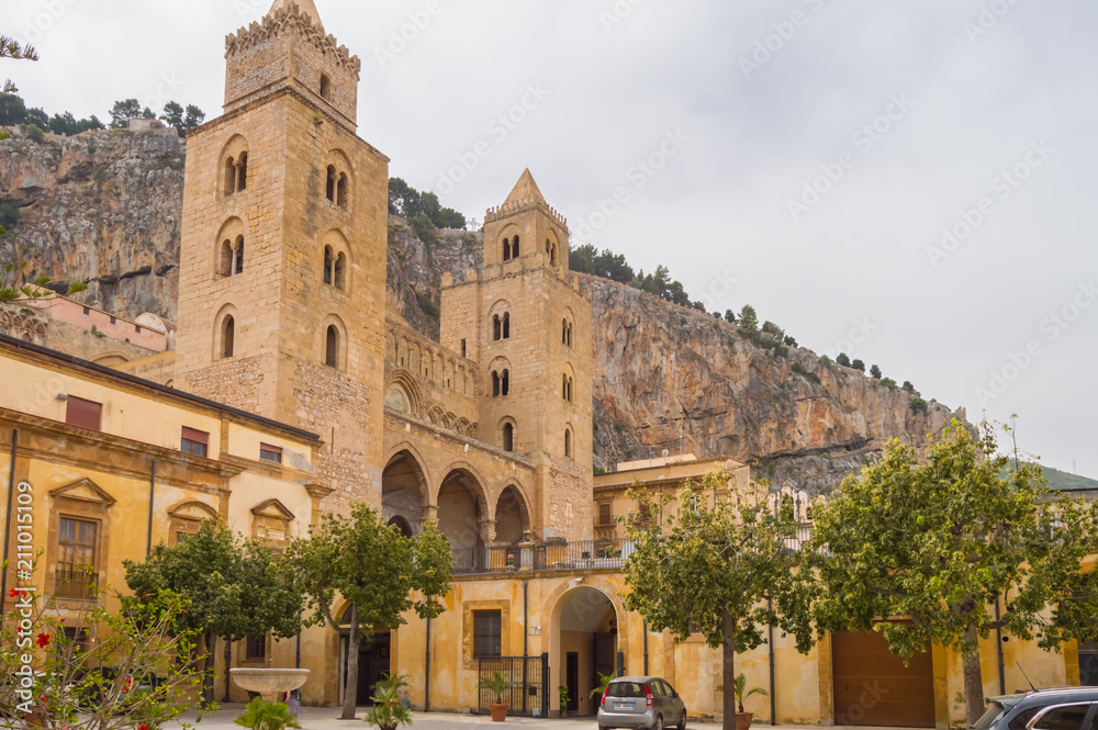 Exterior view of Cefalu Cathedral in the city of the same name