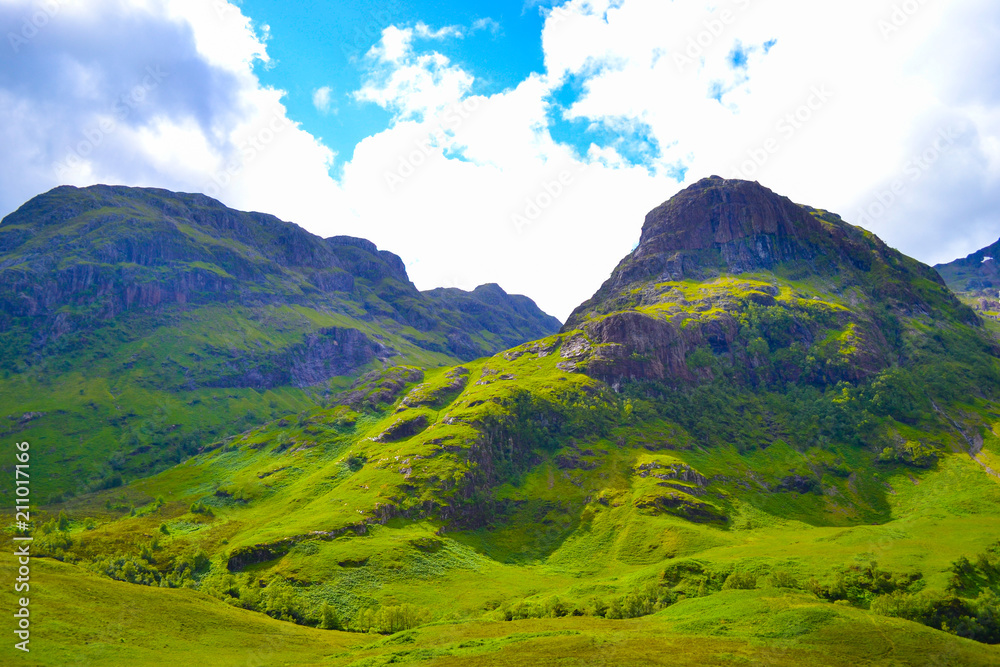 View of Three Sisters mountains in Highlands, Scotland